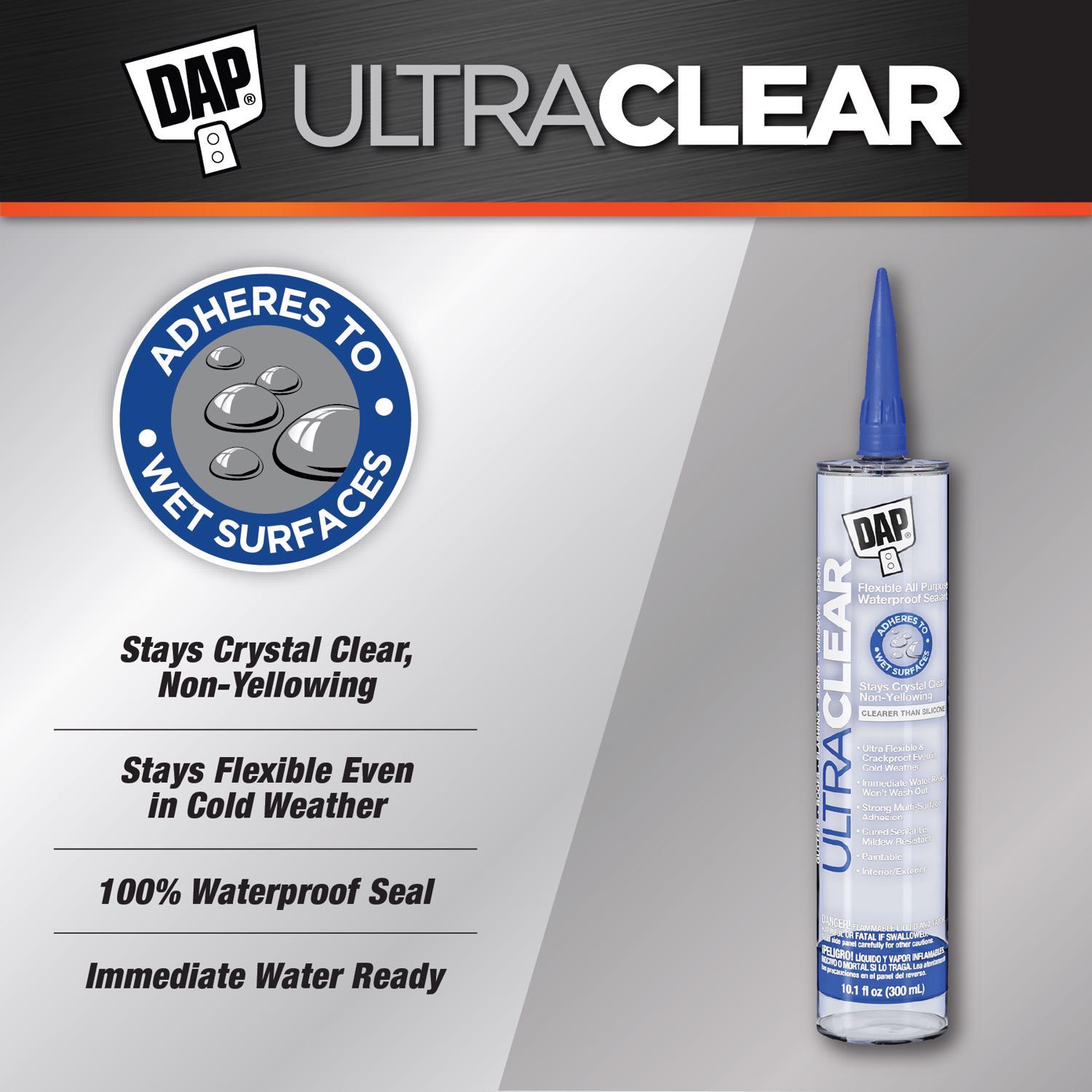 DAP Ultra Clear Clear Synthetic Rubber All Purpose Waterproof Sealant 10.1 oz