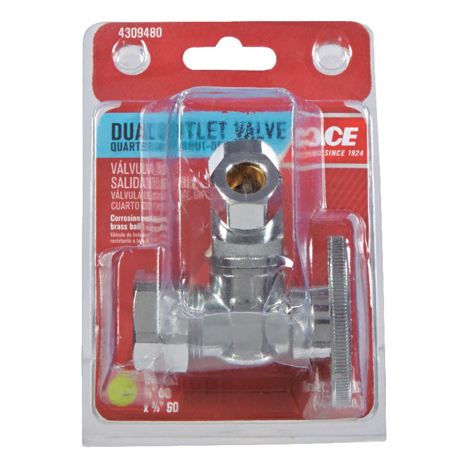 Ace 5/8 in. Compression X 3/8 in. Compression Brass Dual Shut-Off Valve