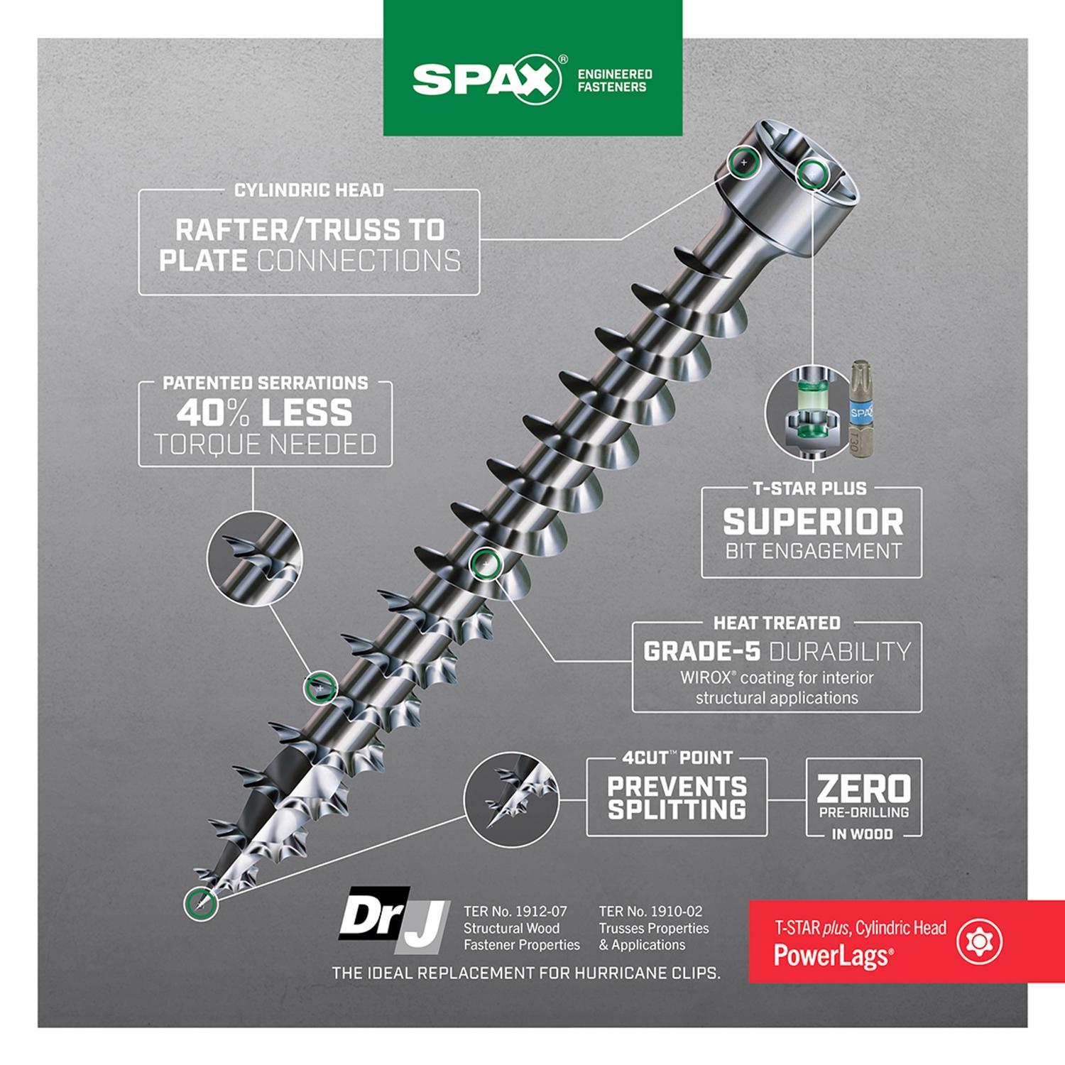 SPAX Truss No. 14 Label X 6-1/4 in. L Star Round Head Serrated Construction Screws