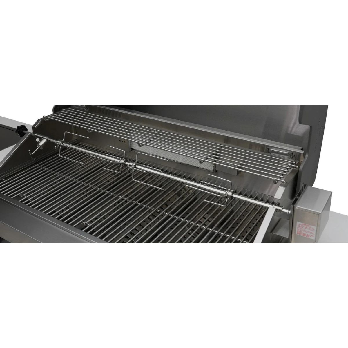 Mont Alpi 400 Artwood Island with Stainless Steel Grill and Fridge / 4-Burners, Infrared Rear Burner, Rotisserie Kit