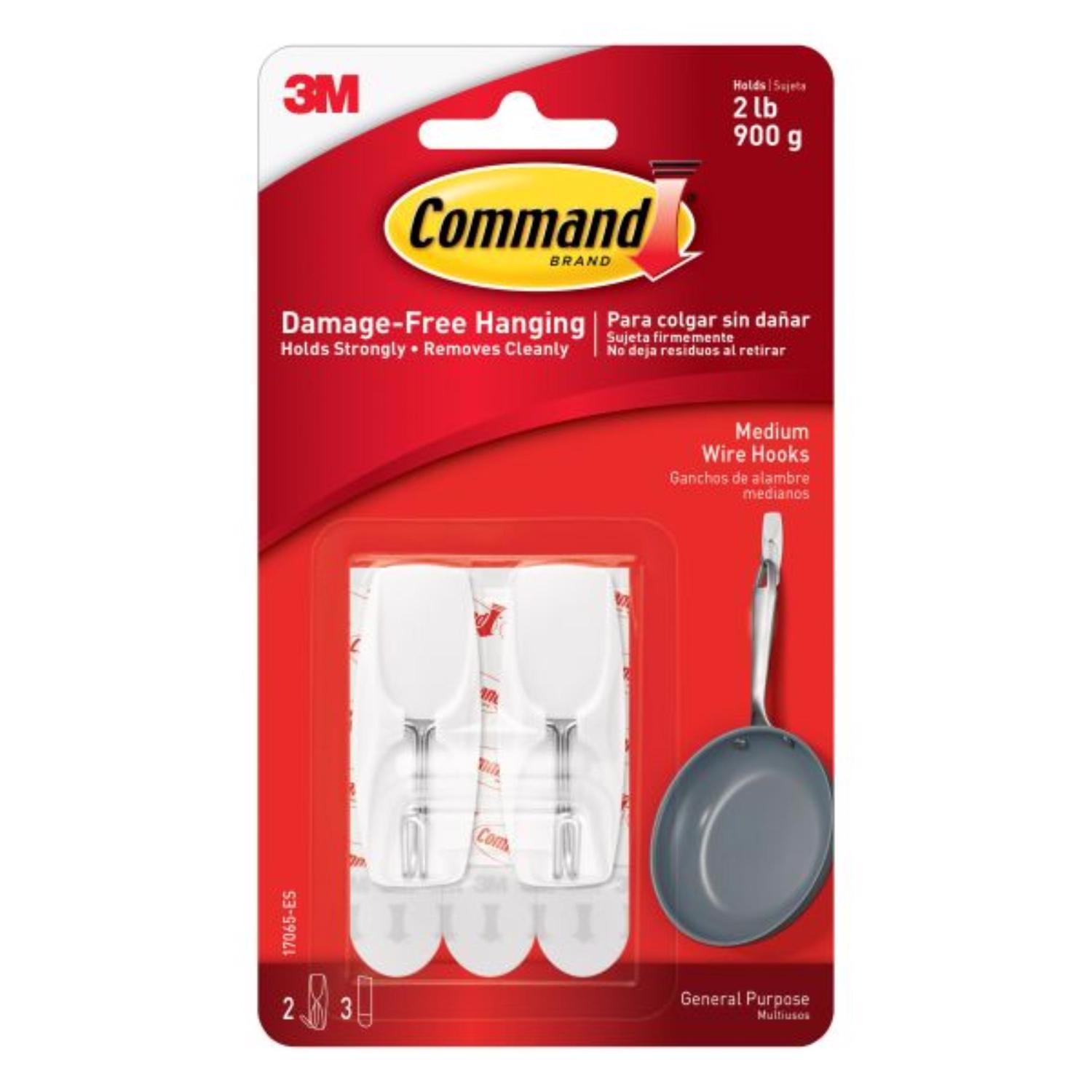3M Command Medium Plastic Wire Hooks 2.17 in. L 2 pk