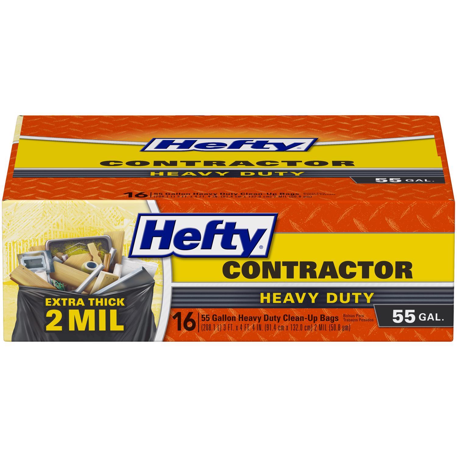 Hefty 55 gal No Scent Scent Contractor Bags Twist Tie 16 pk 2 mil