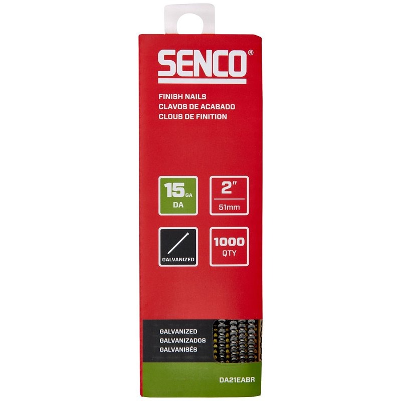 Senco Finish Nail Strip, 2 in. L, 15 ga., Galvanized/Sencote, Brad Head