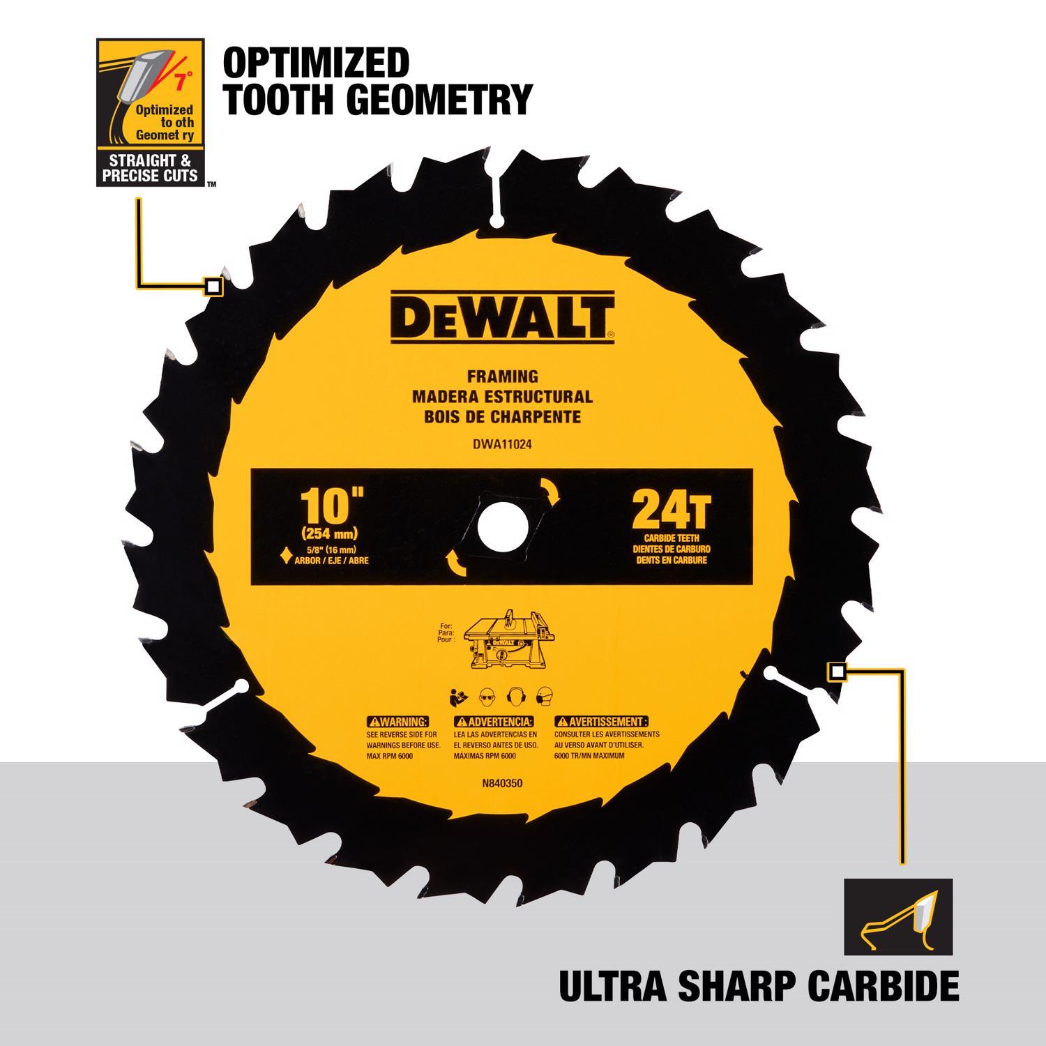 DEWALT 10 in. D X 5/8 in. Carbide Tipped Framing Saw Blade 24 teeth 1 pc