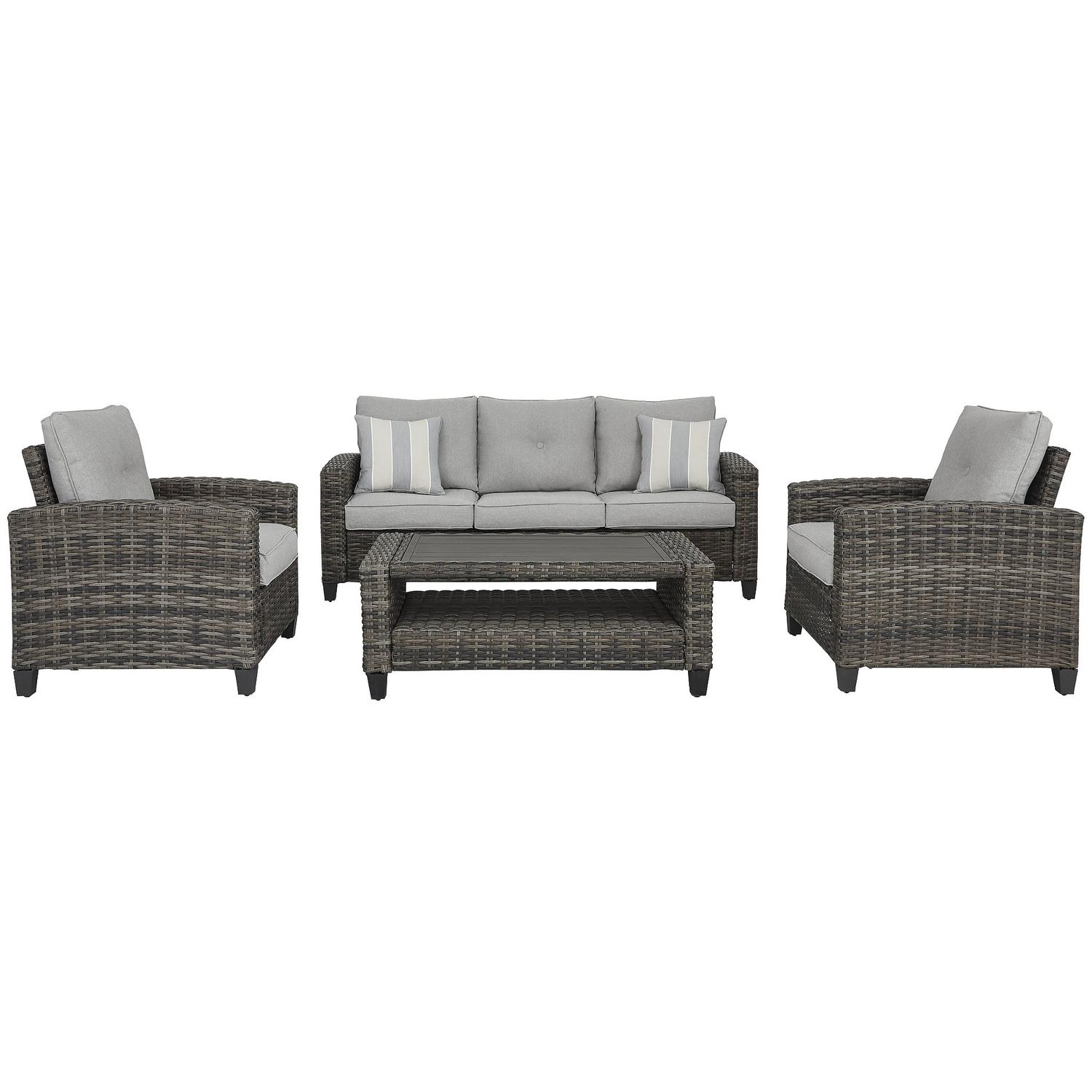 Signature Design by Ashley Cloverbrooke 4 pc Gray Aluminum Casual Conversation Set Gray