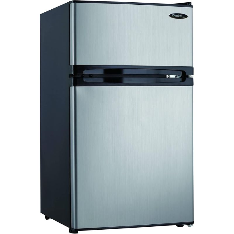 Danby Designer 3.1 Cu.Ft. Compact Refrigerator with Freezer, Stainless Steel