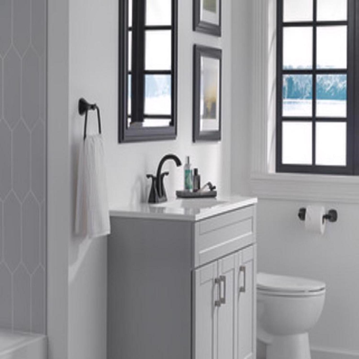 Delta Sandover Matte Black Bathroom Faucet 4 in.