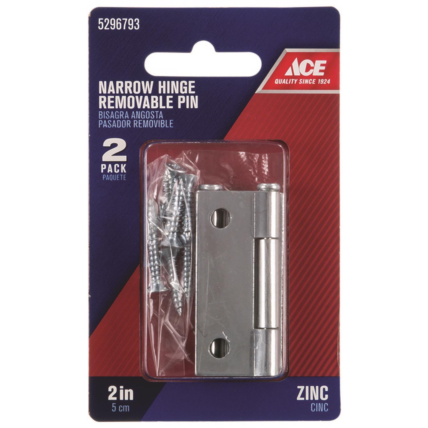 Ace 2.75 in. W X 2 in. L Zinc Plated Silver Zinc Narrow Hinge 2 pk
