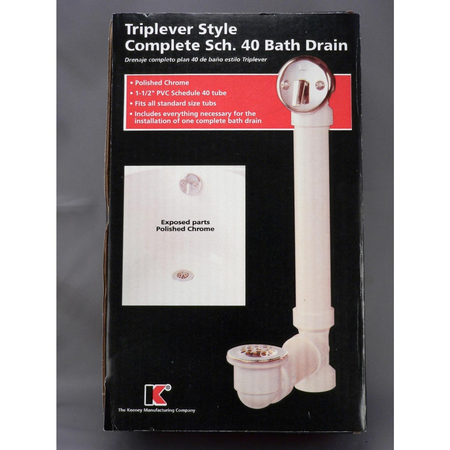 Keeney 1-1/2 in. D Chrome Plastic Triplever Bath Drain
