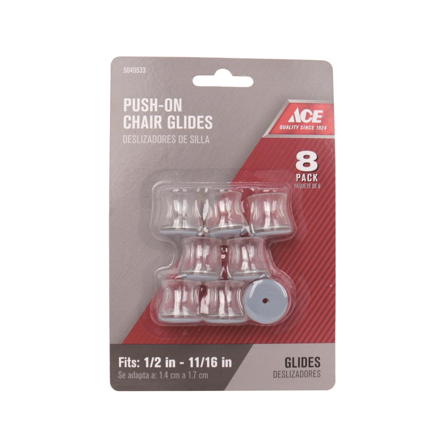 Ace Gray Push-On Polymer Chair Glide 8 pk