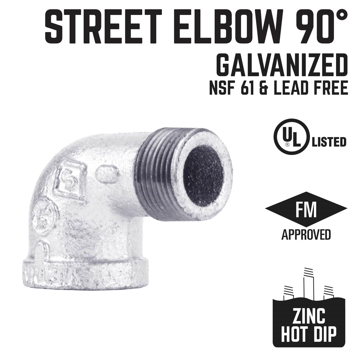 STZ Industries 2 in. FIP each X 2 in. D MIP Galvanized Malleable Iron 90 Degree Street Elbow