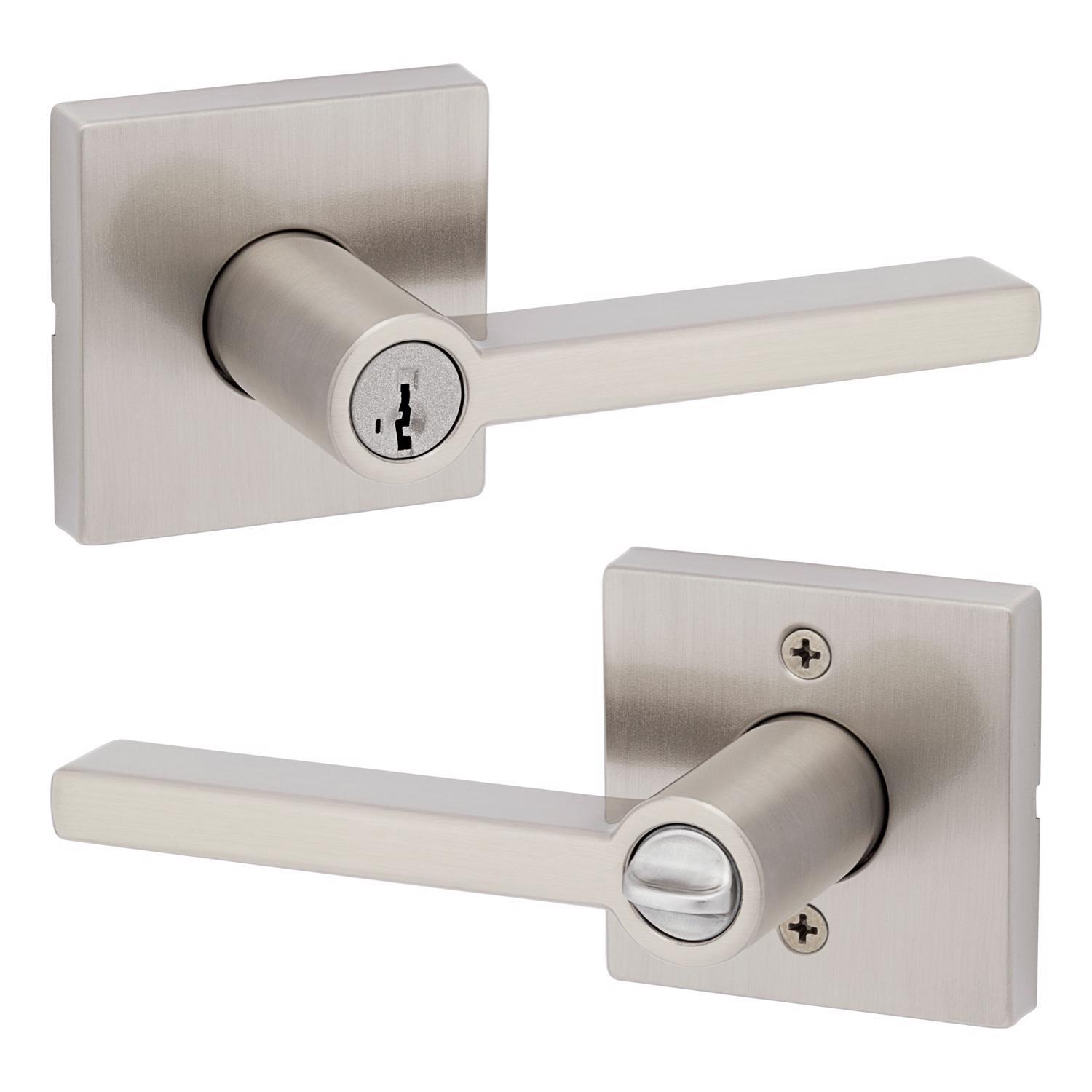 Kwikset SmartKey Halifax Satin Nickel Entry Lockset KW1 1-3/4 in.