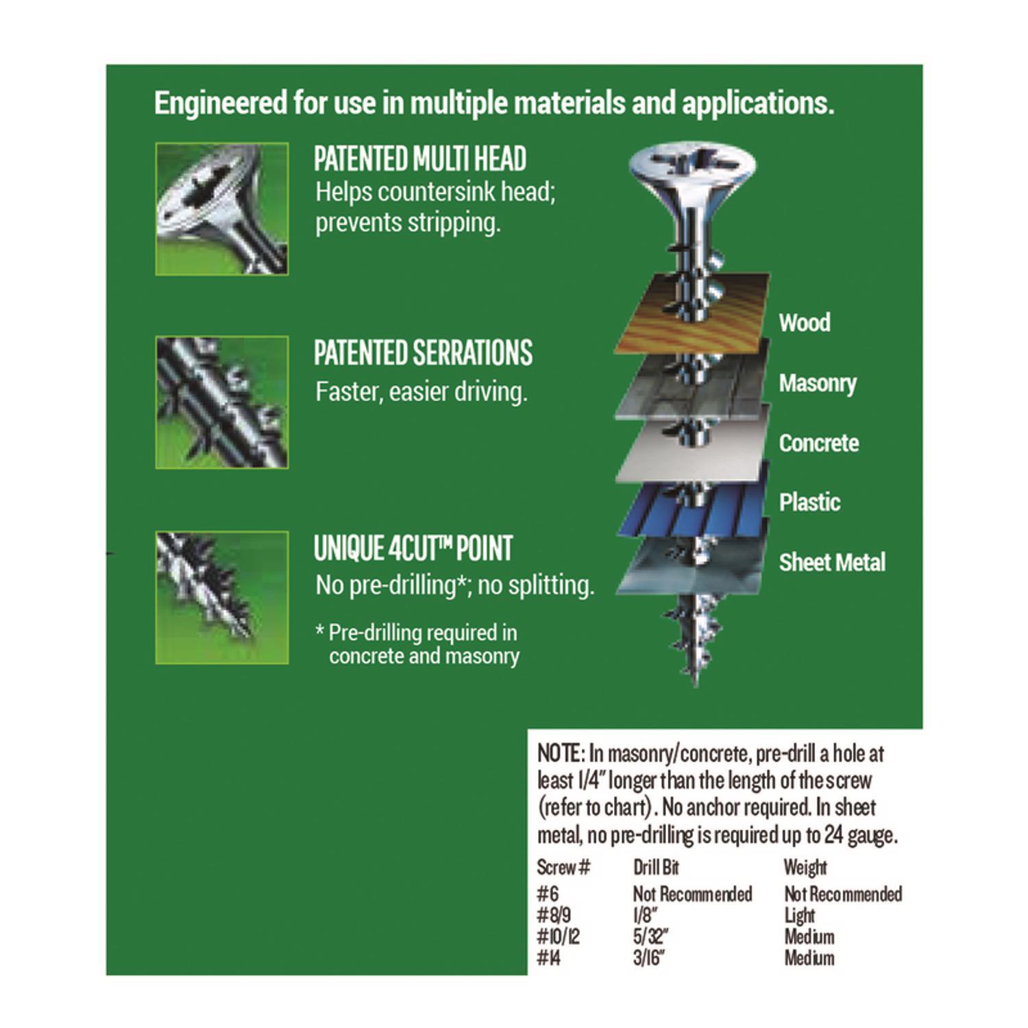 SPAX Multi-Material No. 10 Label X 1-1/2 in. L Unidrive Flat Head Serrated Construction Screws