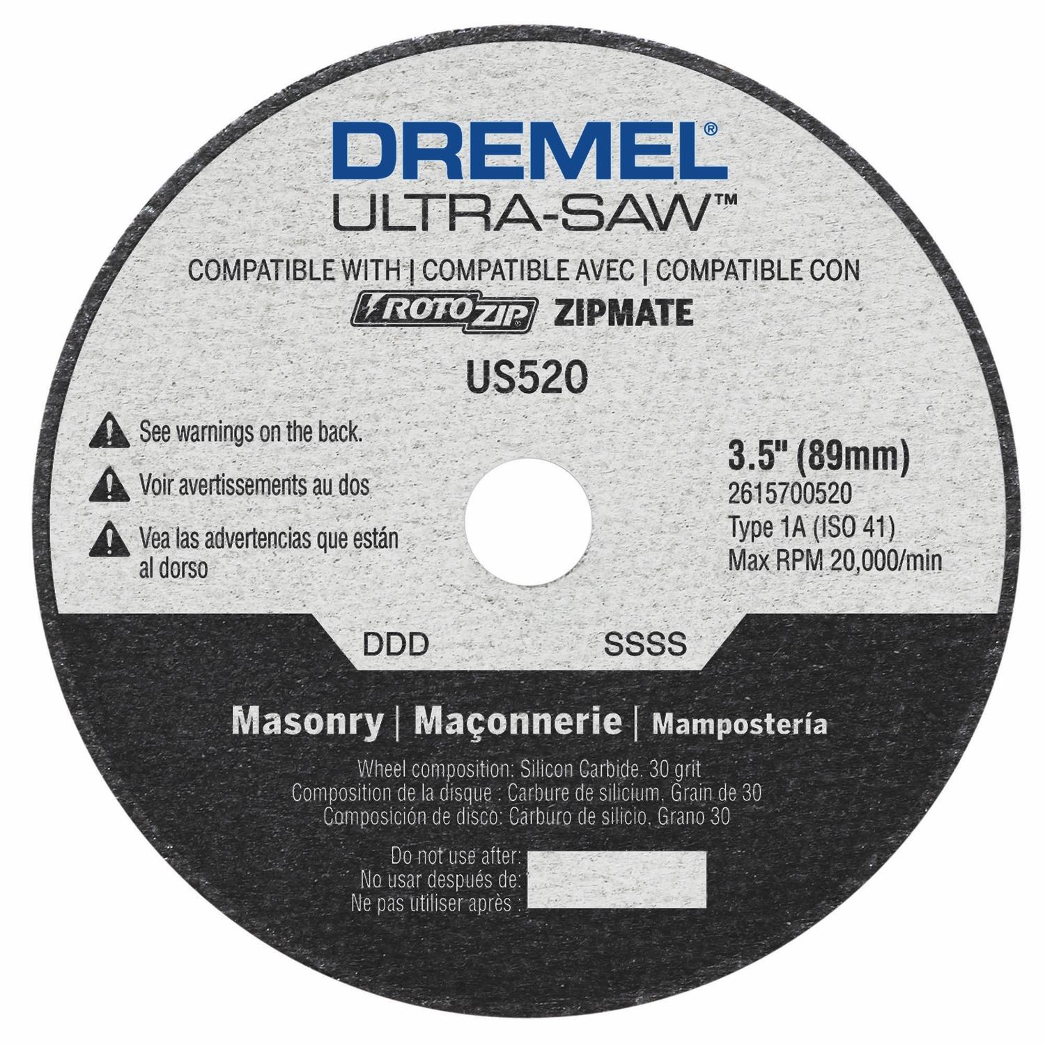 Dremel Ultra-Saw 3-1/2 in. D X 1/2 in. Silicon Carbide Masonry Cutting Wheel 1 pk