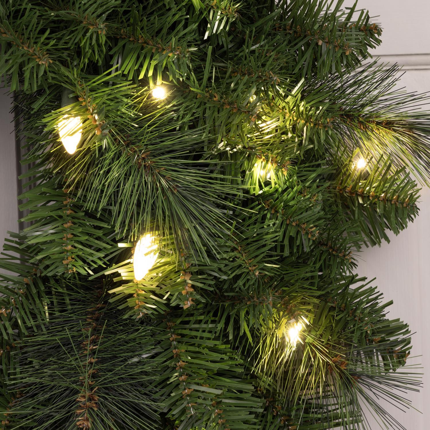 Celebrations Platinum 26 in. D LED Prelit Warm White Mixed Pine Wreath