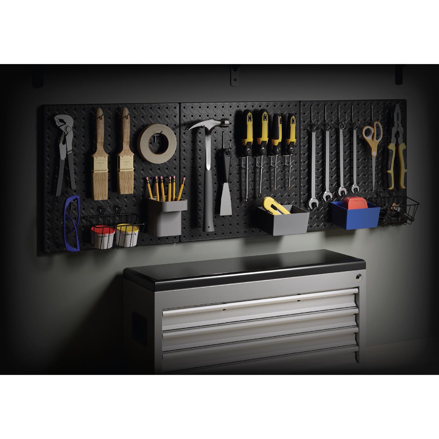 Knape & Vogt HEAVYWEIGHT 48 in. W X 16 in. H X 0.65 in. D Pegboard Steel Black