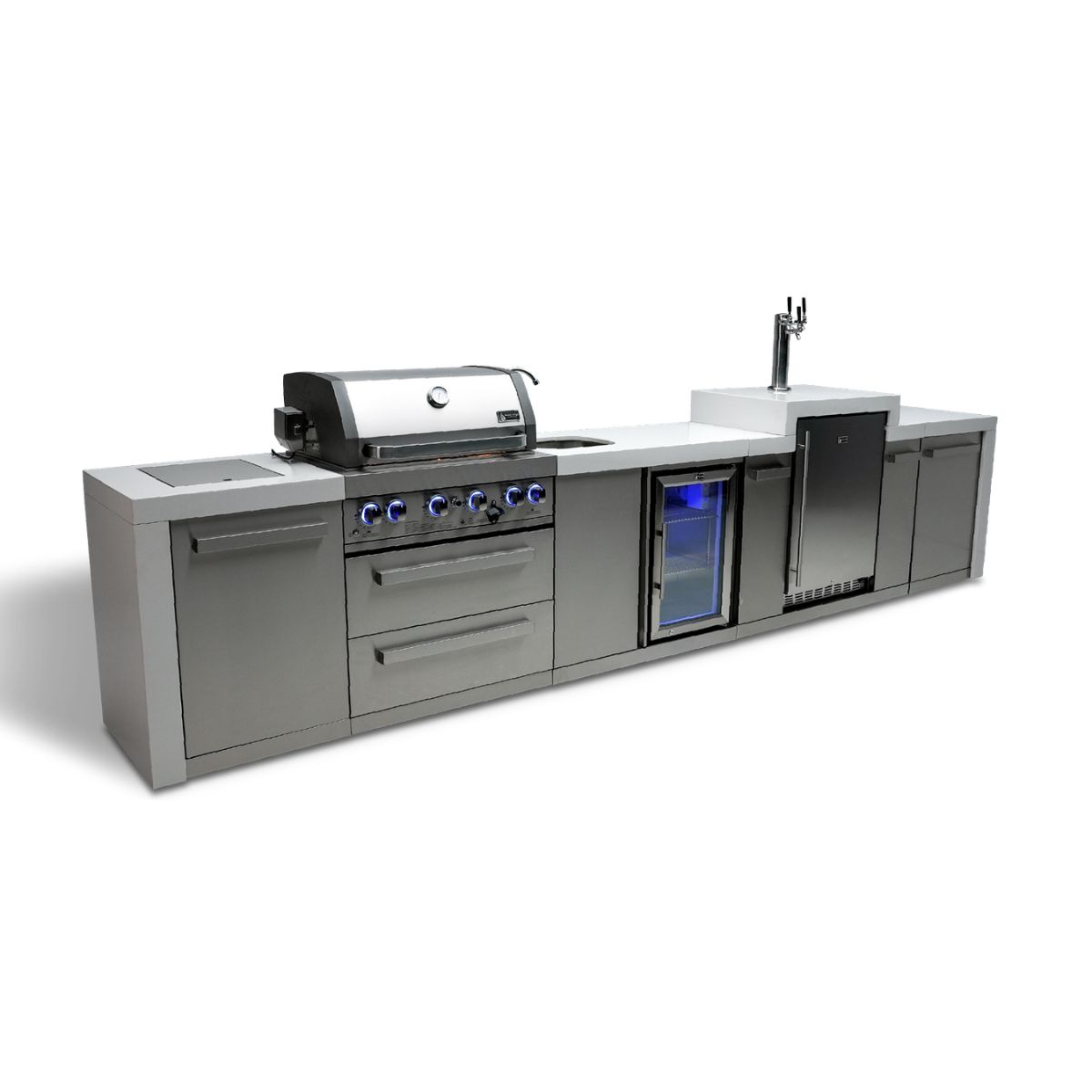 Mont Alpi 4-burner Deluxe Island with Kegerator and Beverage Center