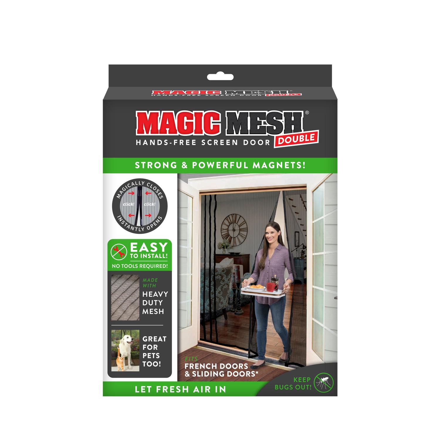 Magic Mesh 83in. H x 75in. W Black Mesh Hands-Free Magnetic Screen Door