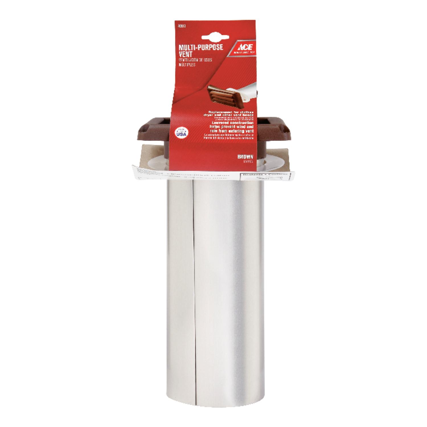 Ace 4 in. W X 6 in. L Brown Plastic Dryer Vent Hood