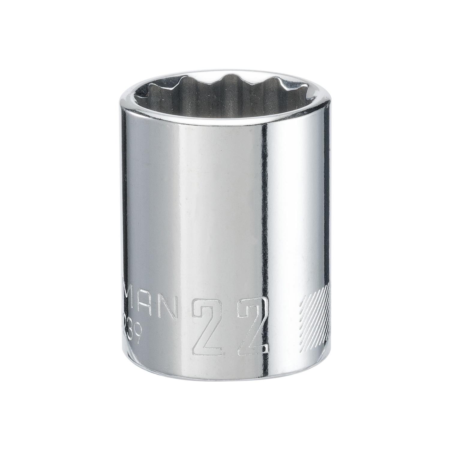 CRAFTSMAN 22 mm X 1/2 in. drive Metric 12 Point Standard Shallow Socket 1 pc