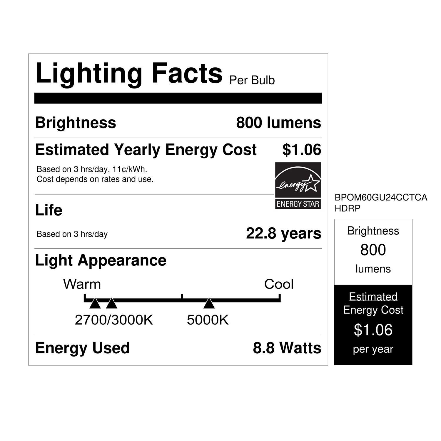 Feit A19 GU24 LED Bulb Color Changing 60 Watt Equivalence 1 pk