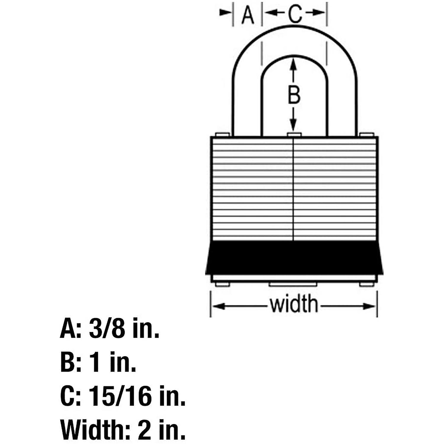 Master Lock 1-1/2 in. H X 2 in. W Laminated Steel 4-Pin Cylinder Exterior Padlock