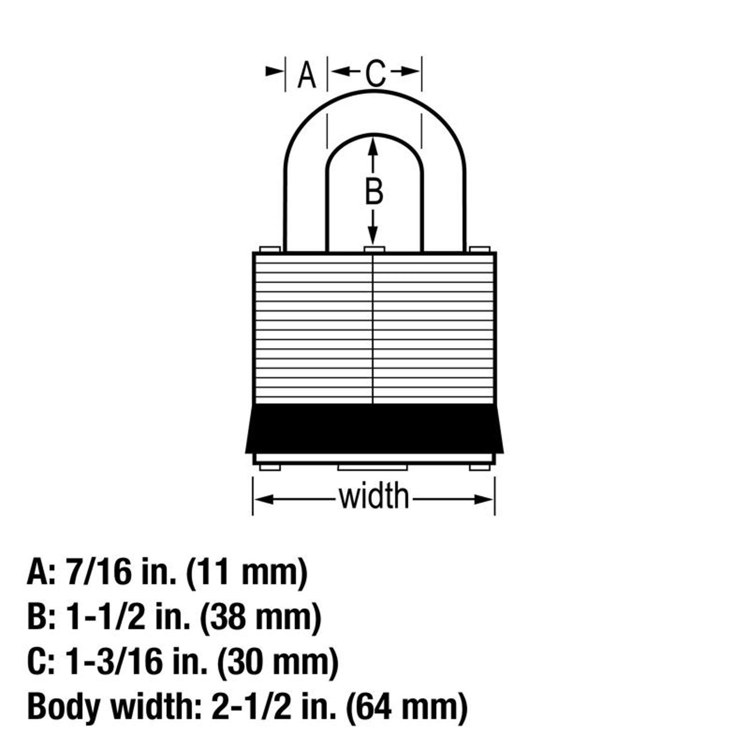 Master Lock Magnum 2 in. H X 1-1/4 in. W X 2-1/2 in. L Steel Dual Ball Bearing Locking Weather-Resis