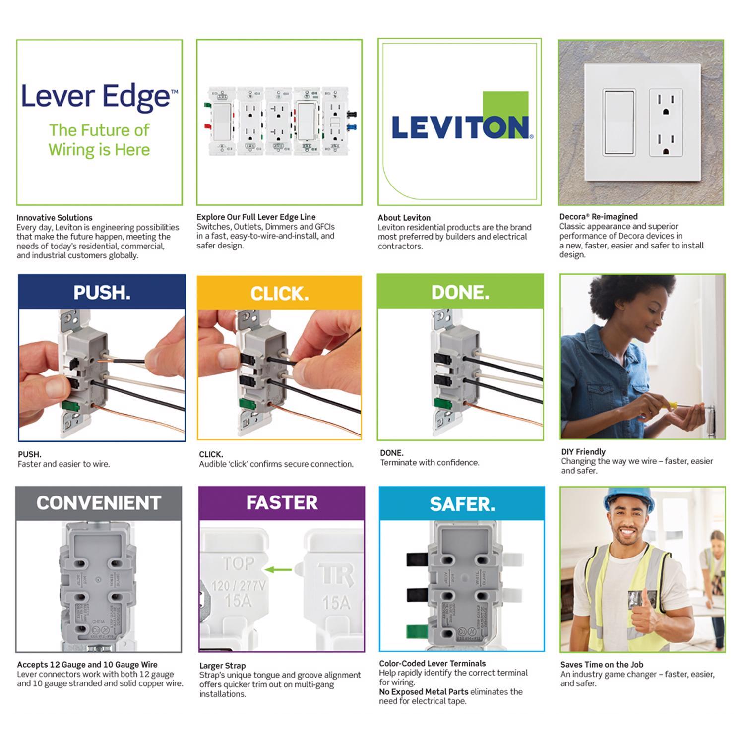 Leviton Lever Edge 20 amps 125 V White Tamper Resistant Outlet 5-20R 1 pk