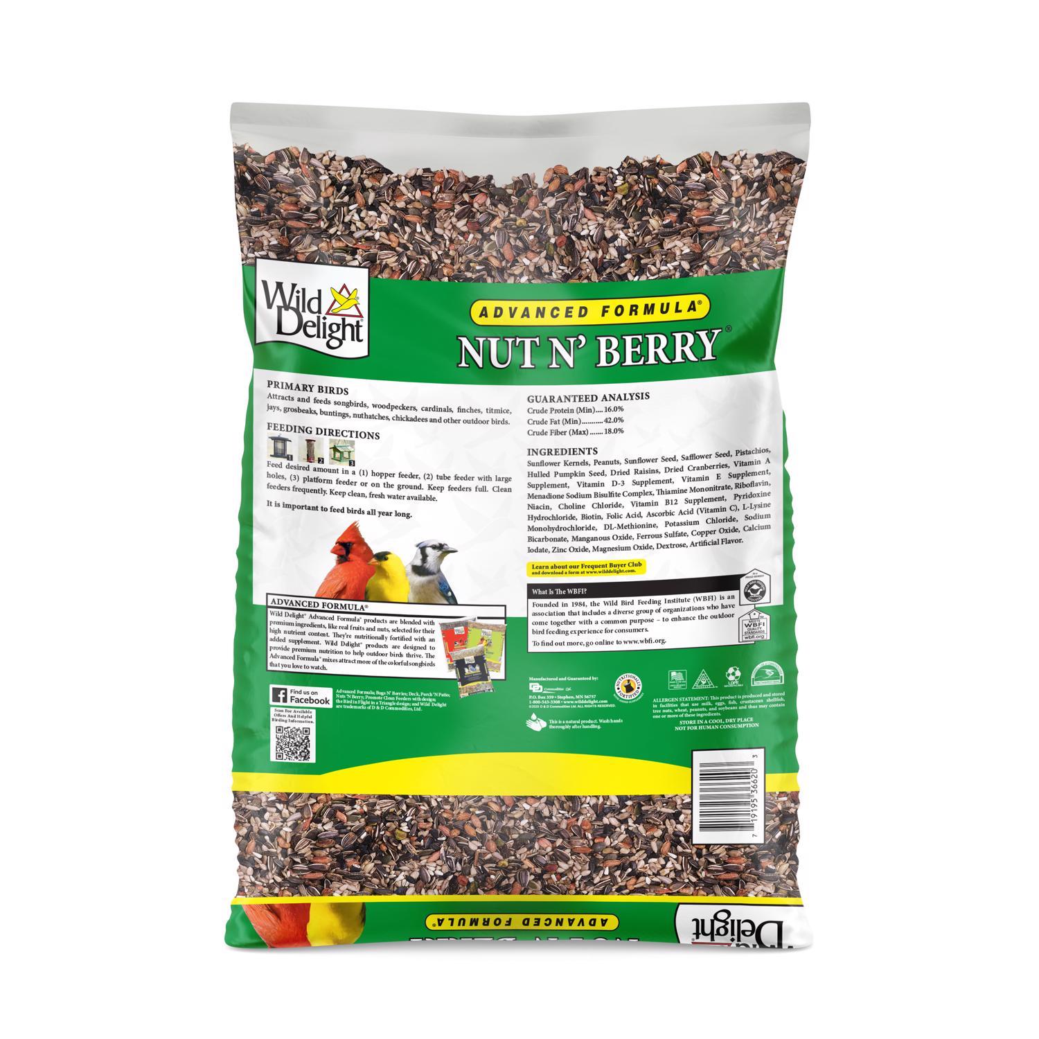 Wild Delight Nut N Berry Assorted Species Sunflower Kernels Wild Bird Food 20 lb