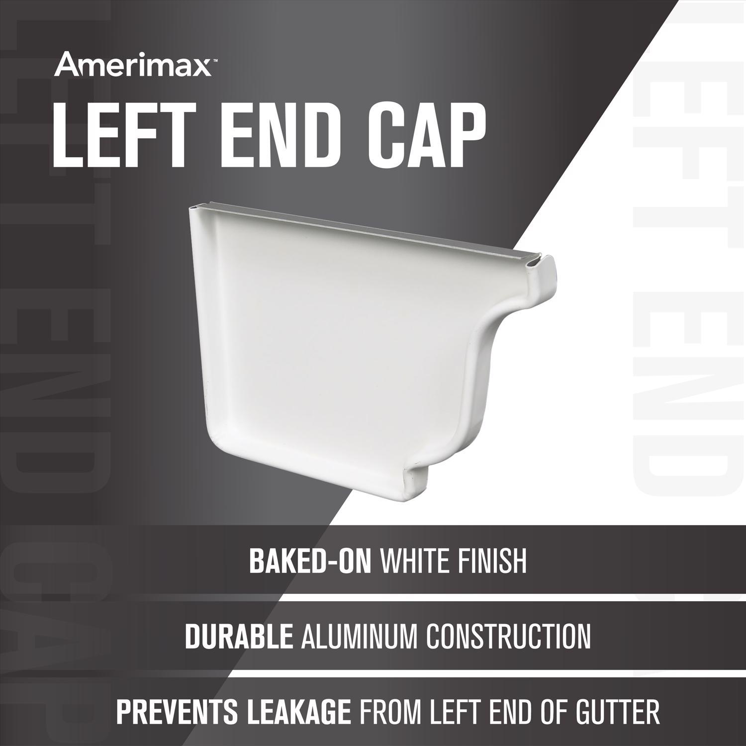 Amerimax 3.5 in. H X 5 in. W X 0.5 in. L White Aluminum K Left End Cap