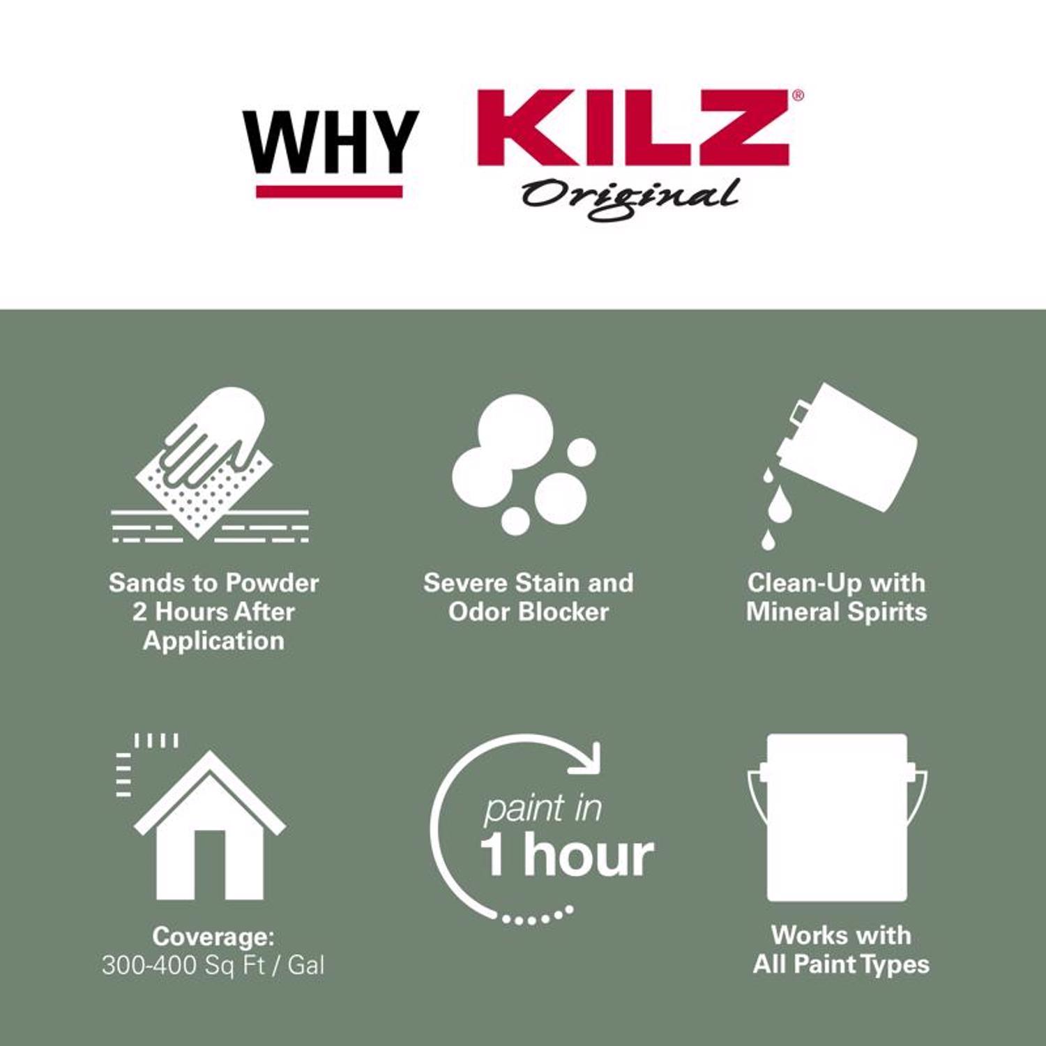 KILZ Original White Flat Oil-Based Aerosol Primer/Sealer 13 oz