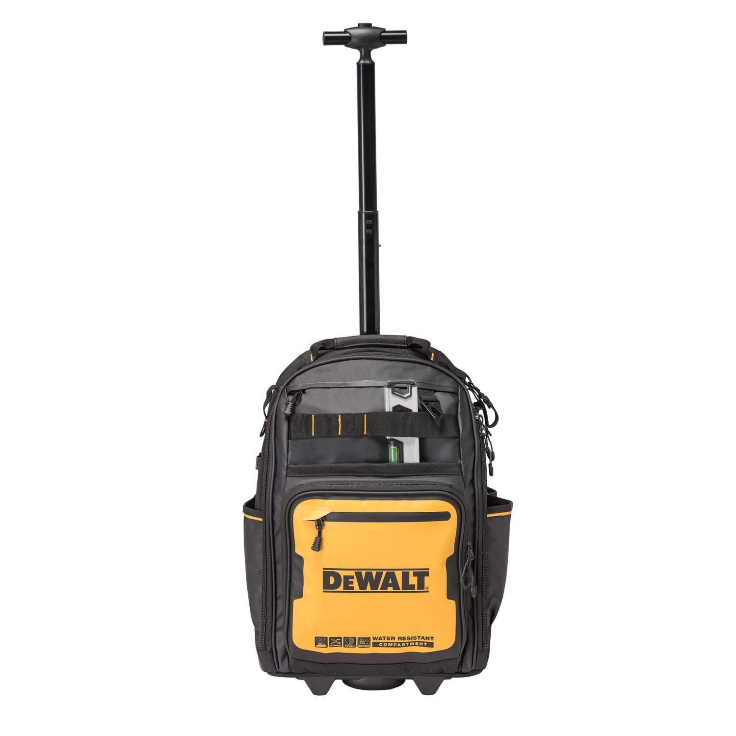 DEWALT Polyester/Tarpaulin Pro Backpack on Wheels Tool Bag 46 pocket Black/Yellow 1 pc