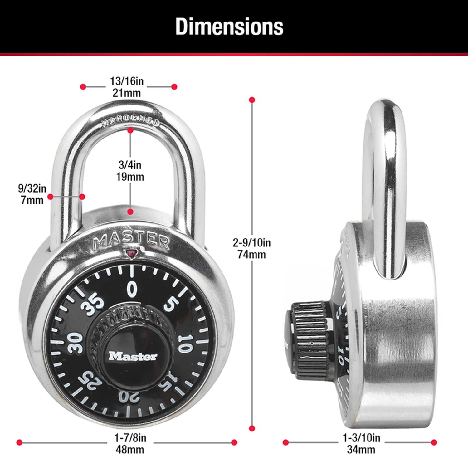 Master Lock 2-9/10 in. H X 1-7/8 in. W Steel Combination Dial Combination Padlock