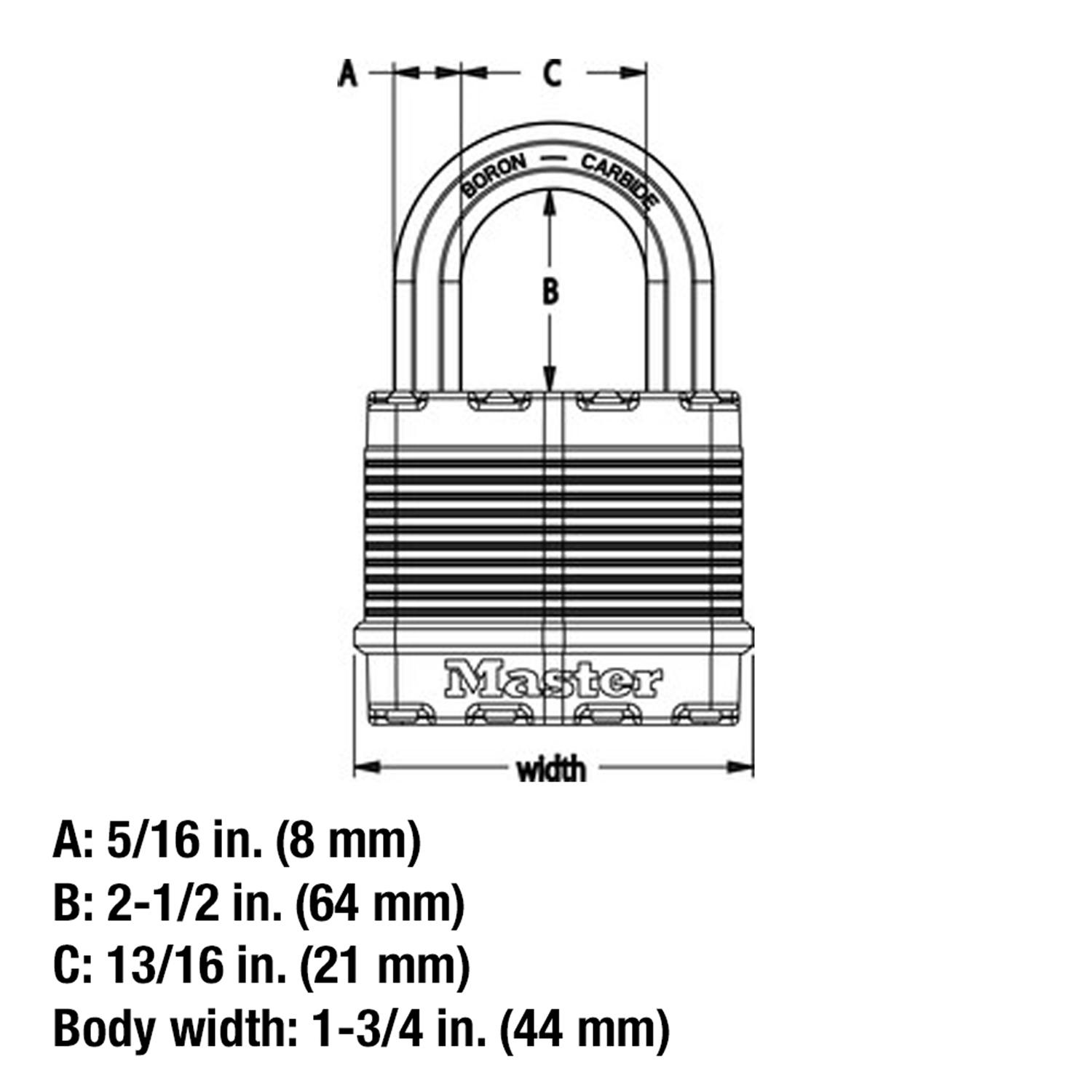 Master Lock 1-9/16 in. H X 11/16 in. W X 1-3/4 in. L Steel Dual Ball Bearing Locking Weather-Resista