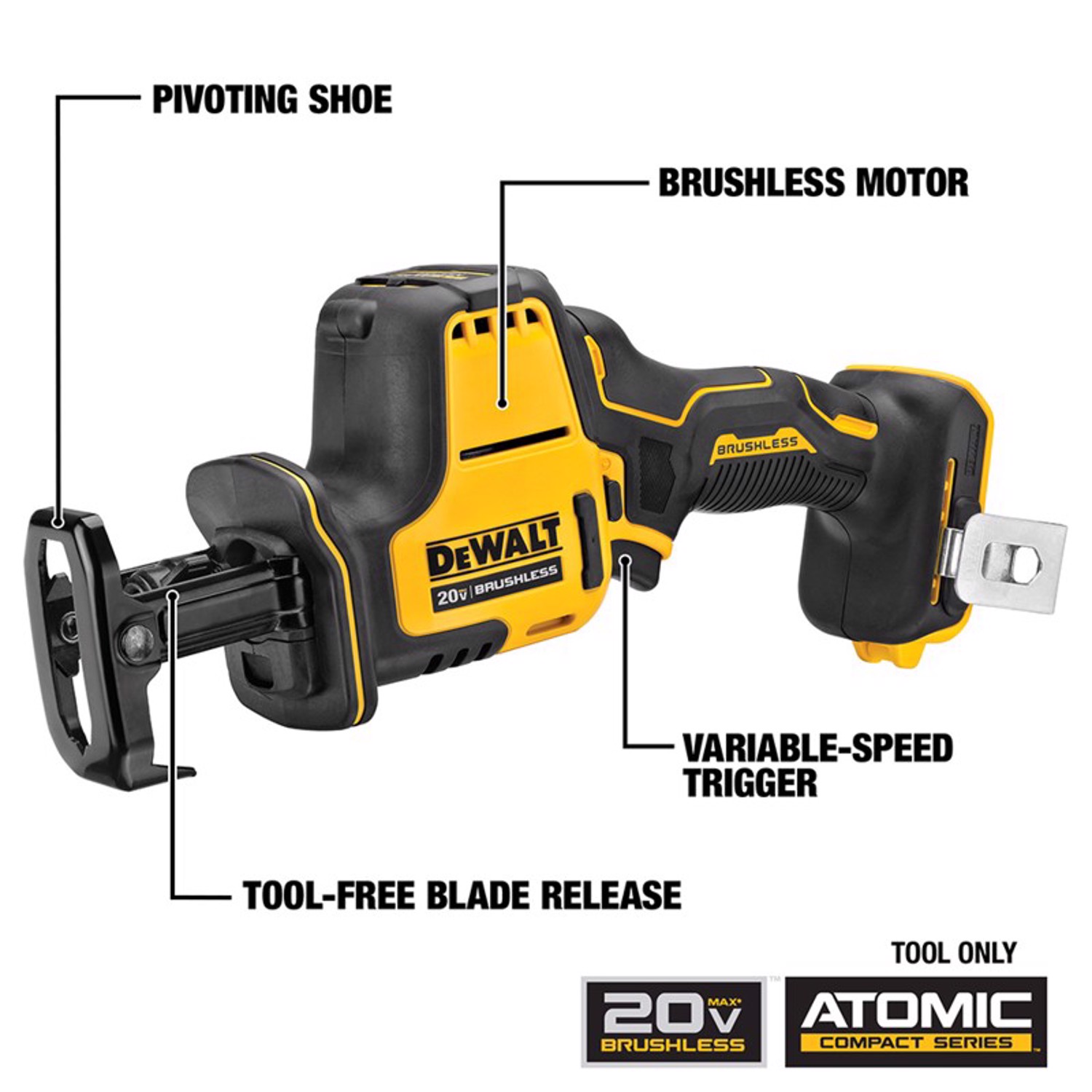 DEWALT 20V MAX ATOMIC Cordless Brushless 4 Tool Combo Kit