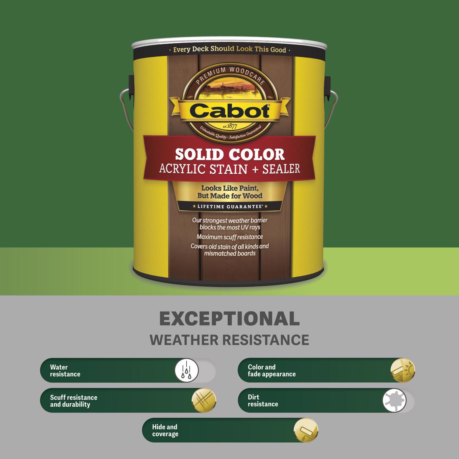 Cabot Solid Color Acrylic Stain & Sealer Solid Tintable Neutral Base Water-Based Acrylic Deck Stain