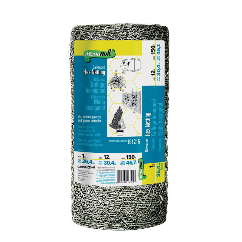 Garden Zone Poultry Netting 12 in. H x 150 ft. L 20 Ga. Silver