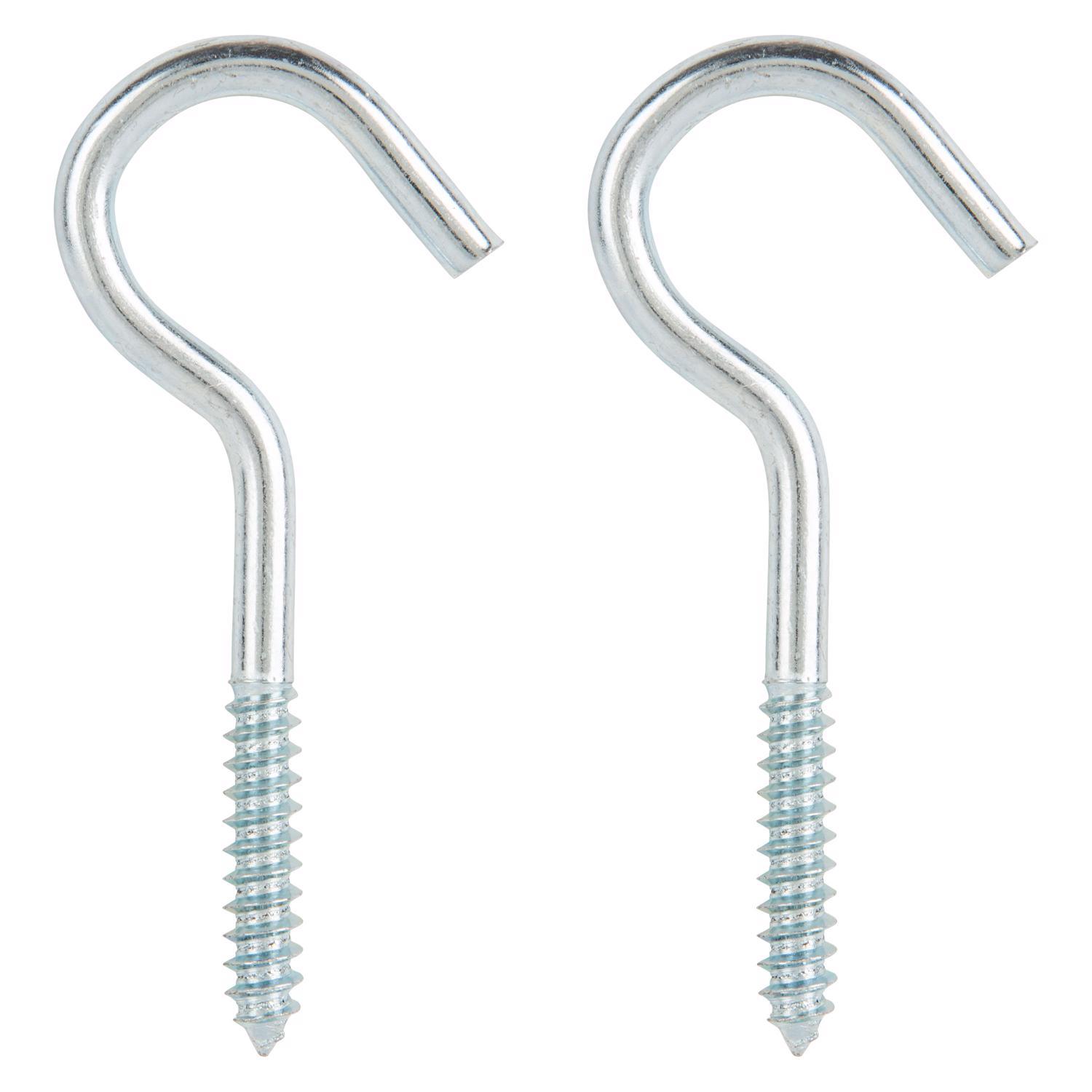 Ace Small Zinc-Plated Silver Steel 4.0625 in. L Ceiling Hook 100 lb 2 pk