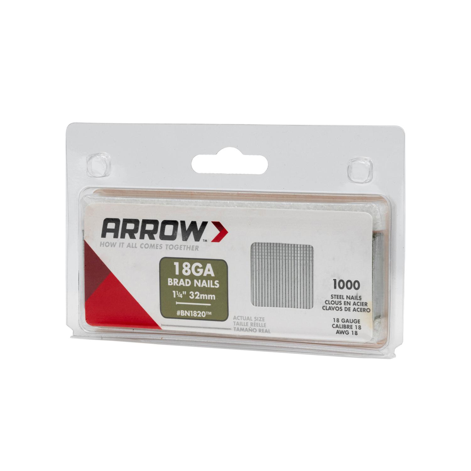 Arrow BN18 18 Ga. X 1-1/4 in. L Galvanized Steel Brad Nails 1000 pk 0.65 lb