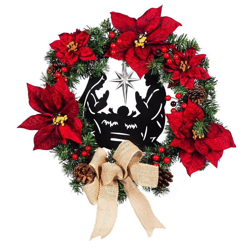 Evergreen 20 in. LED Christmas Nativity Wreath