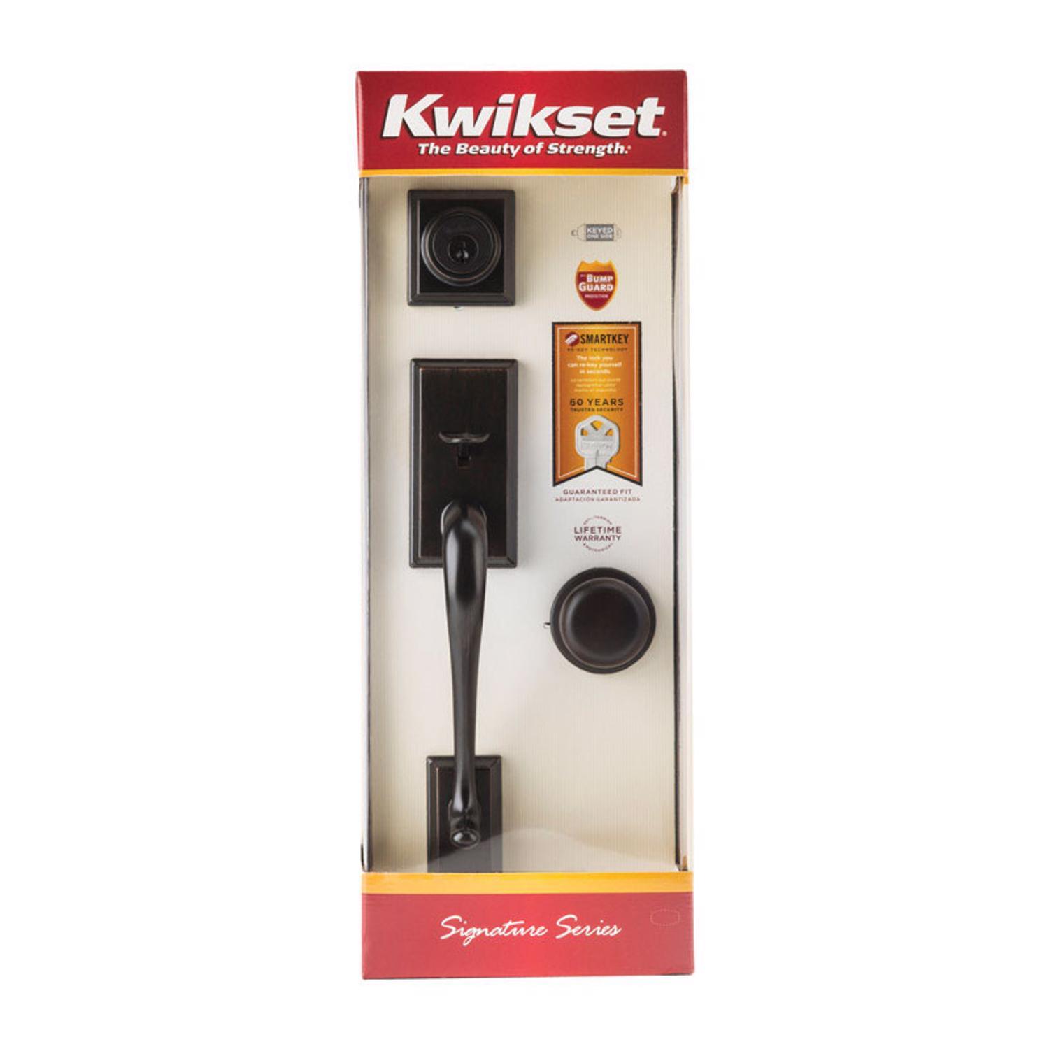 Kwikset SmartKey Hawthorne/Juno Venetian Bronze Entry Handleset KW1 1-3/4 in.