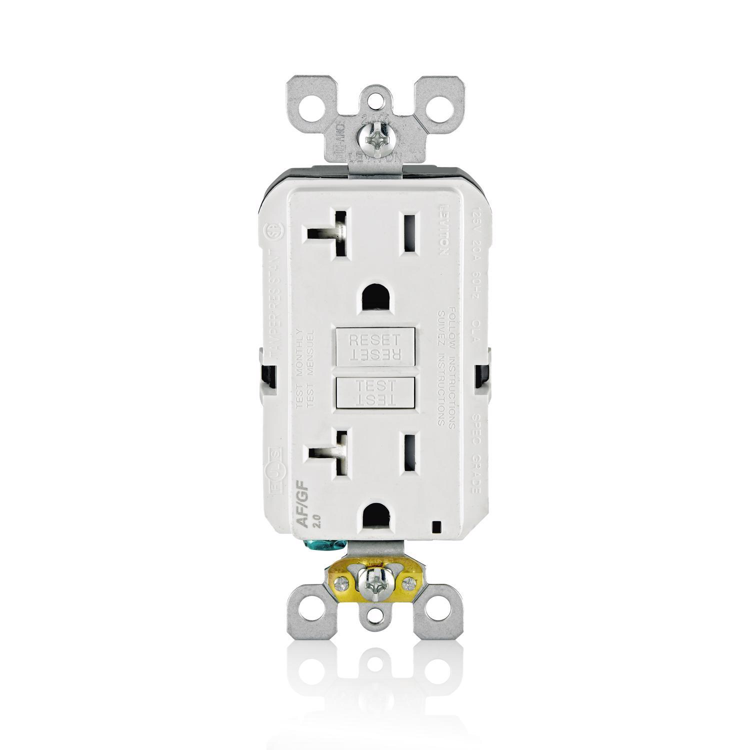 Leviton 20 amps 125 V Tamper Resistant White AFCI/GFCI Dual Function Outlet 5-20R 1 pk