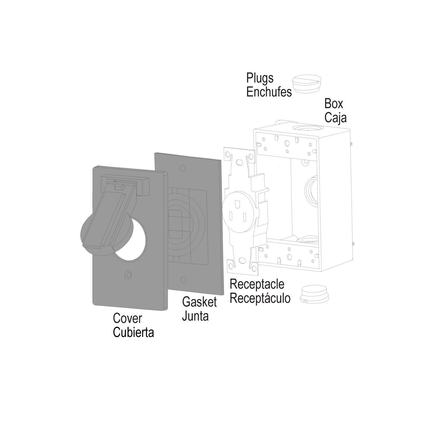 Sigma Engineered Solutions Rectangle Die-Cast Metal 1 gang 4.57 in. H X 2.83 in. W 15/20 Amp Recepta
