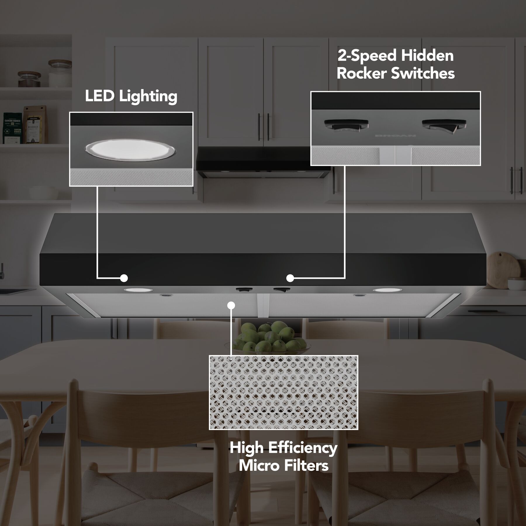Broan NuTone Broan-NuTone 30-in. Under Cabinet Range Hood, ENERGY STAR, 350 Max Blower CFM, Black