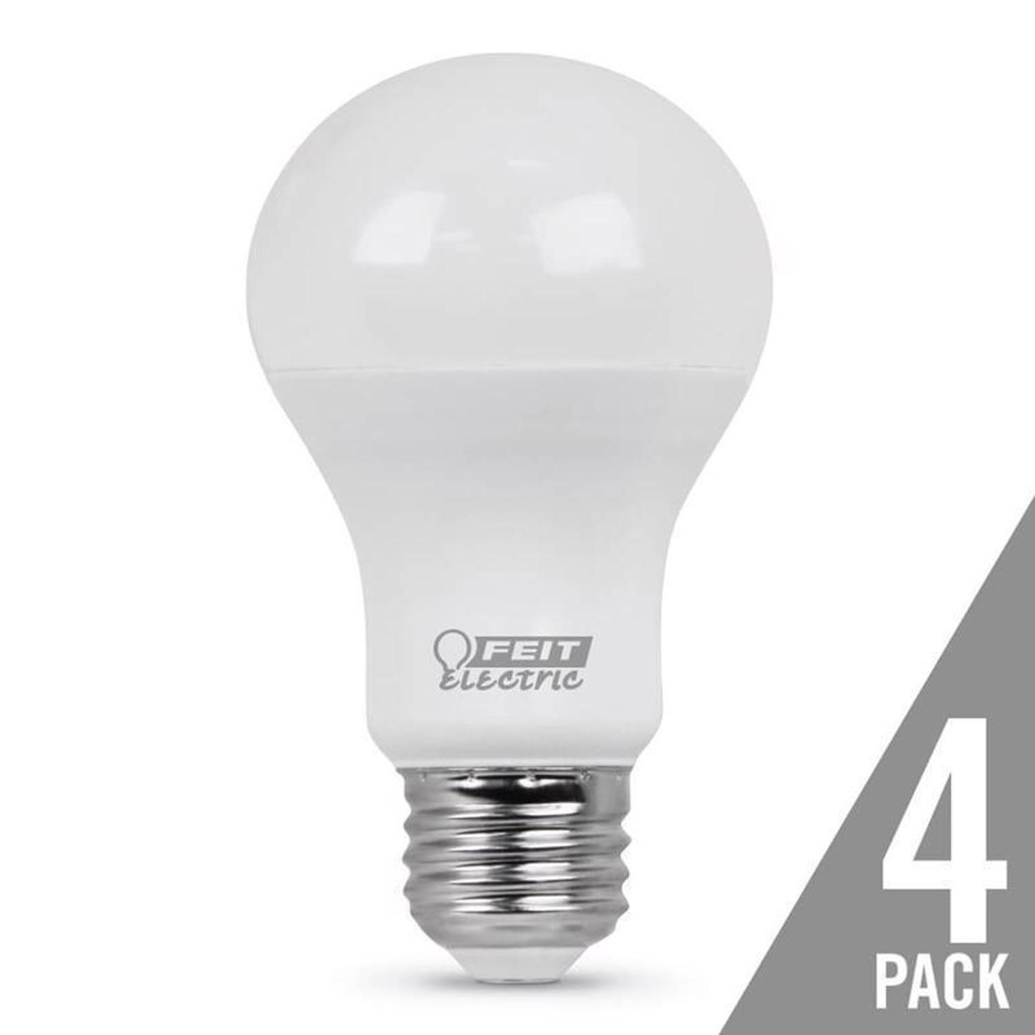 Feit A19 E26 (Medium) LED Bulb Daylight 60 Watt Equivalence 4 pk