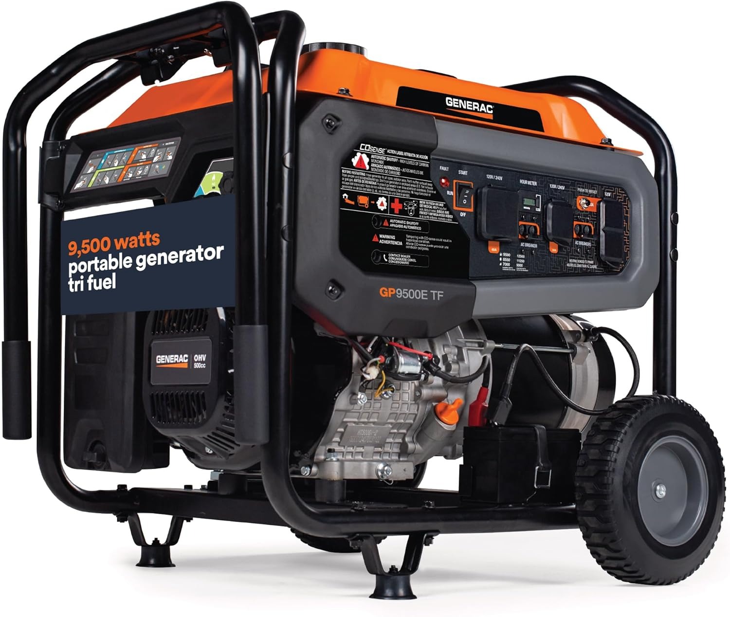 Generac Gp Series 12,500 Watt Tri-Fuel 49-State Portable Generator With Cosense