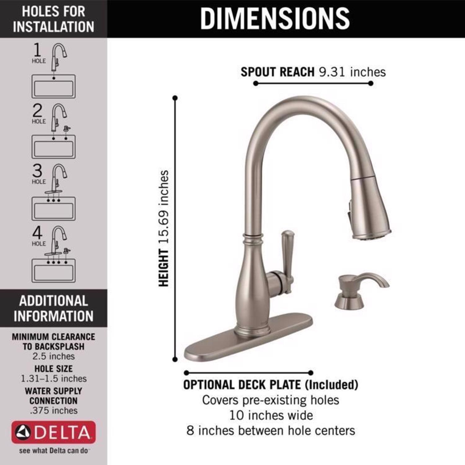 Delta Charmaine One Handle Stainless Steel Pull-Down Kitchen Faucet