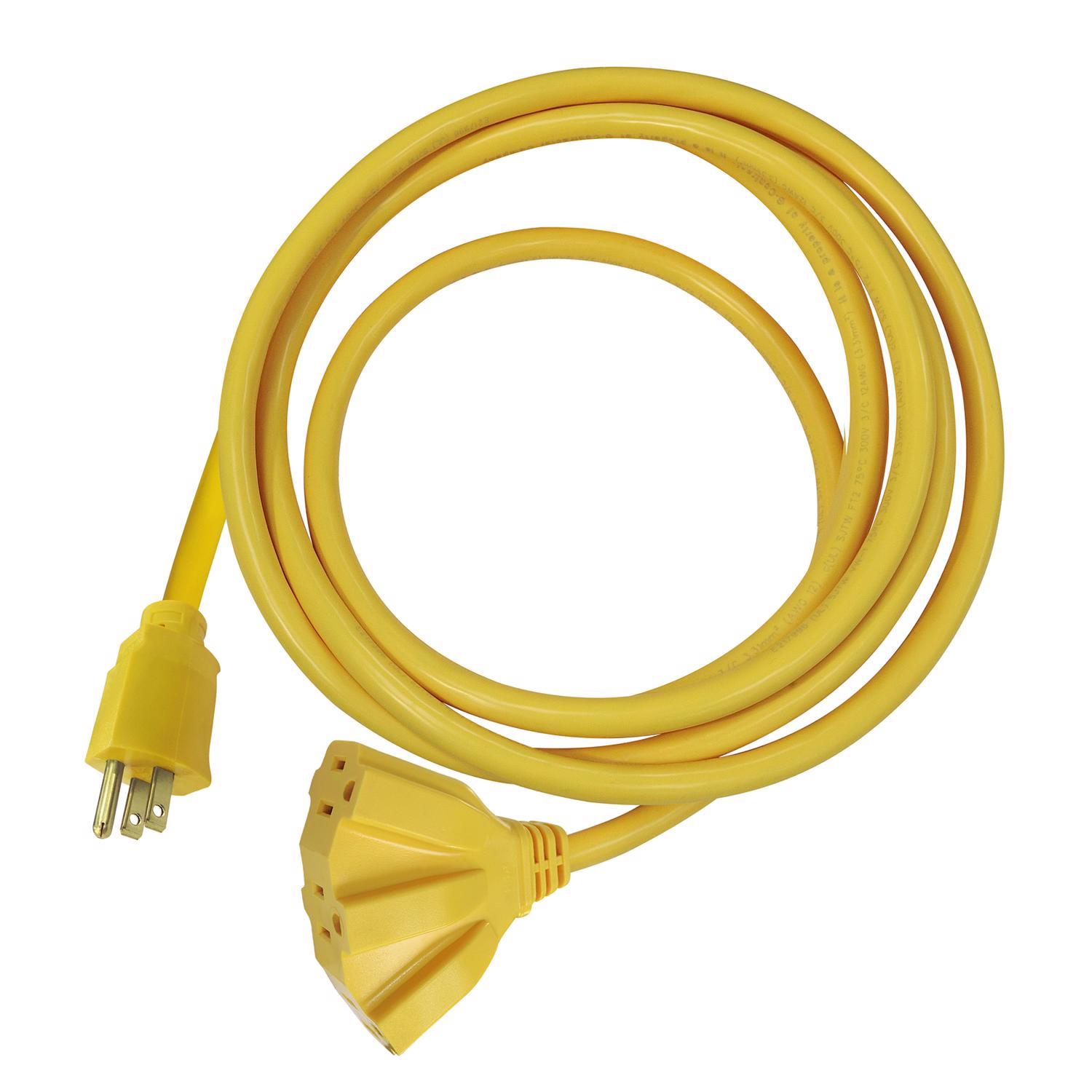 Ace Indoor or Outdoor 10 ft. L Yellow Triple Outlet Cord 12/3 SJTW