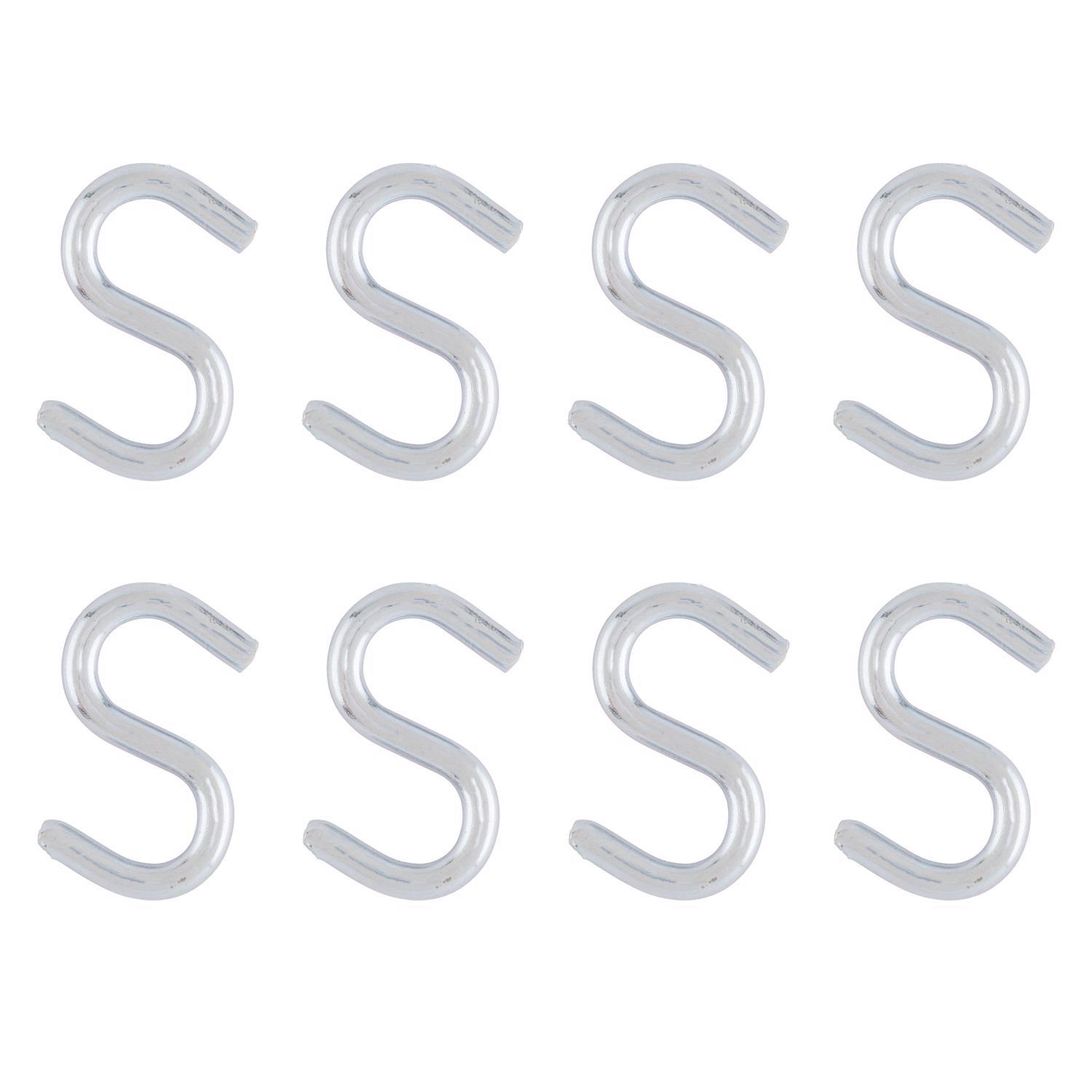 Ace Small Zinc-Plated Silver Steel 0.75 in. L S-Hook 15 lb 8 pk