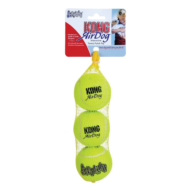 Kong Squeaker For Dog Green Rubber Pet Tennis Balls Medium 3 pk